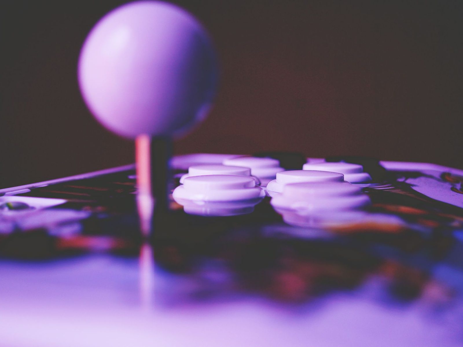 Arcade joystick and buttons photographed in high-contrast xerox style